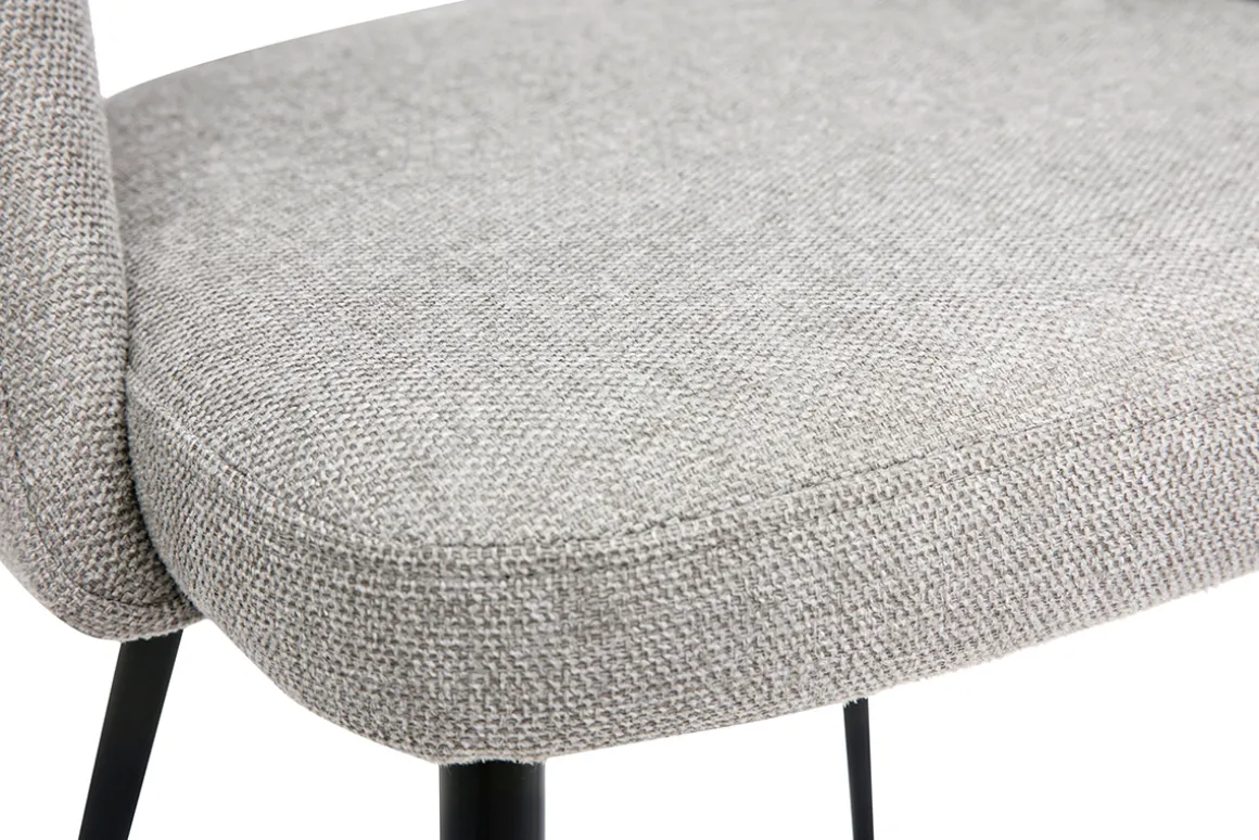 Miliboo Chaise Design-Chaises vintage en tissu effet velours texturé gris et métal noir (lot de 2) COSETTE