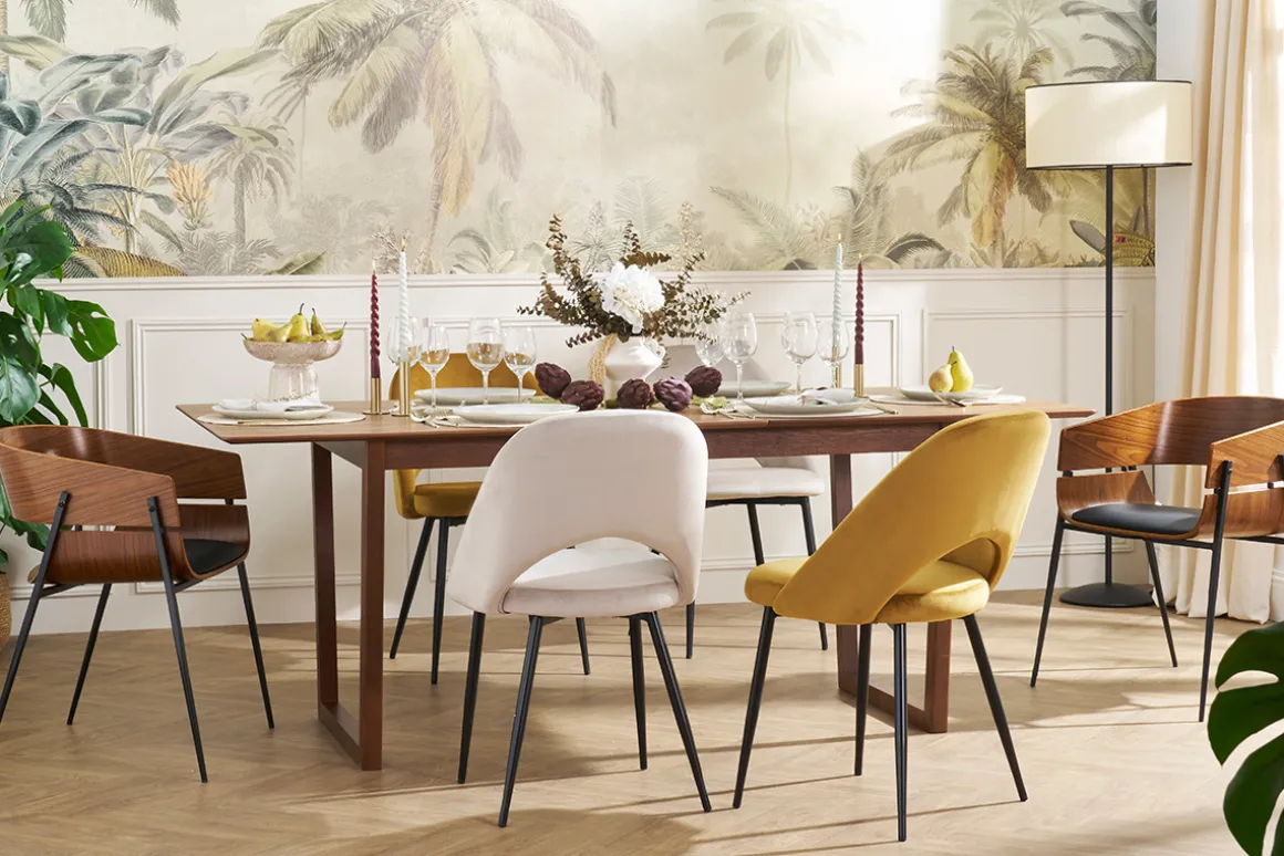 Miliboo Chaise Design-Chaises vintage en tissu velours bronze et métal noir (lot de 2) COSETTE