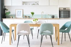 Miliboo Chaise Design-Chaises vintage en tissu effet velours texturé beige et métal noir (lot de 2) COSETTE