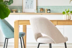 Miliboo Chaise Design-Chaises vintage en tissu effet velours texturé beige et métal noir (lot de 2) COSETTE