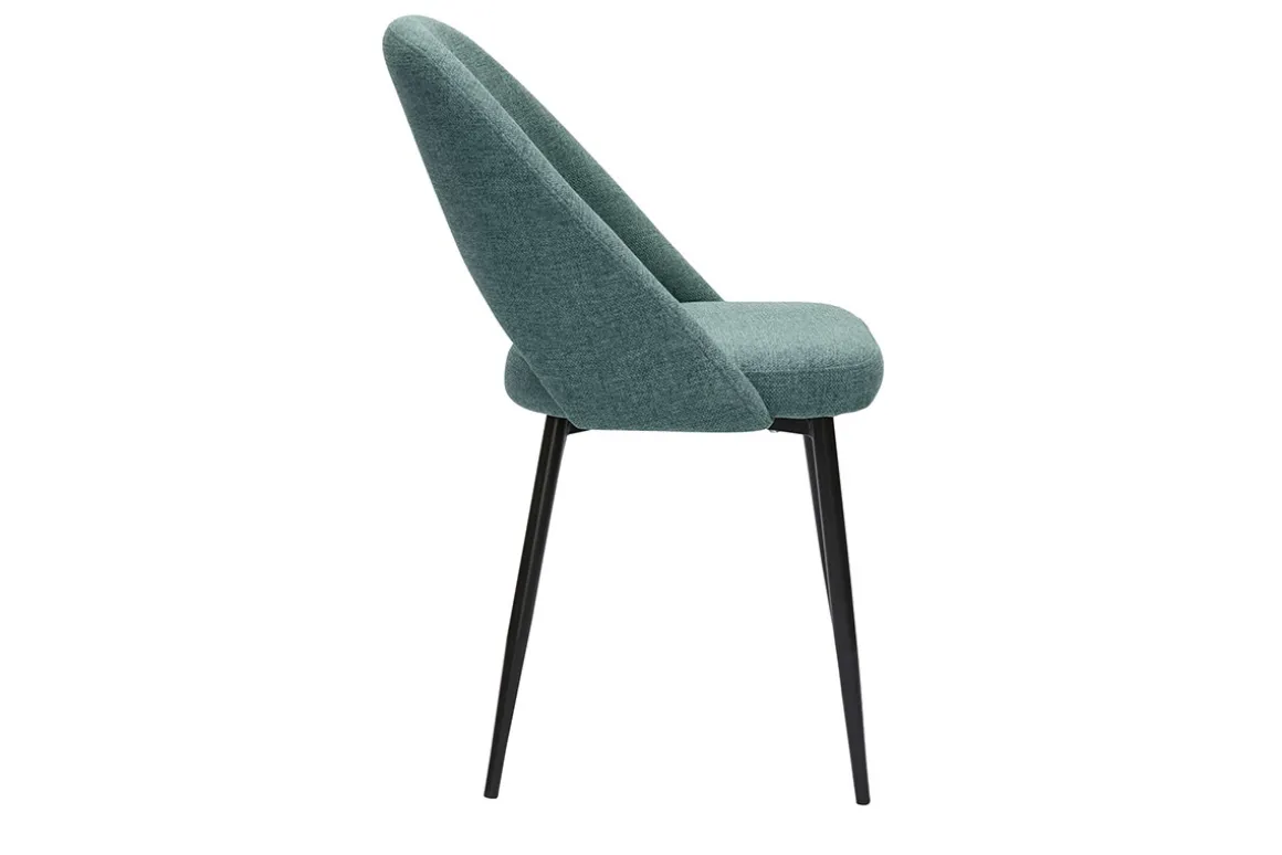 Miliboo Chaise Design-Chaises vintage en tissu vert de gris et métal noir (lot de 2) COSETTE