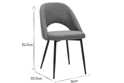 Miliboo Chaise Design-Chaises vintage en tissu vert de gris et métal noir (lot de 2) COSETTE