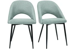 Miliboo Chaise Design-Chaises vintage en tissu effet velours texturé vert céladon et métal noir (lot de 2) COSETTE