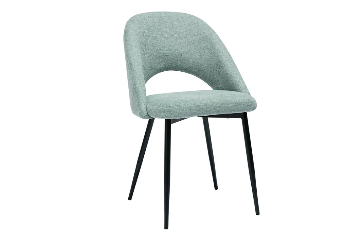 Miliboo Chaise Design-Chaises vintage en tissu effet velours texturé vert céladon et métal noir (lot de 2) COSETTE