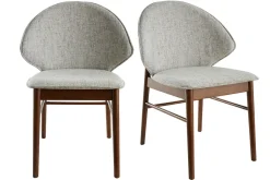 Miliboo Chaise Design|Chaise En Bois-Chaises vintage en tissu gris clair et bois foncé (lot de 2) SPIKE