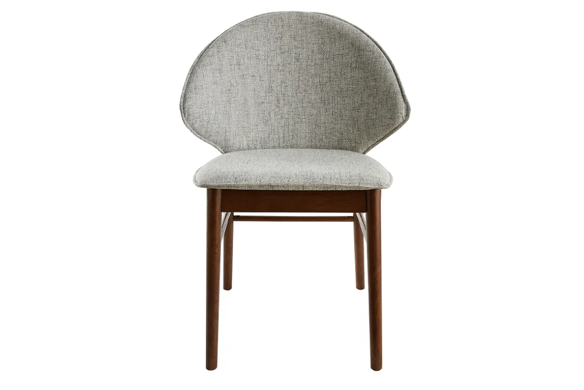 Miliboo Chaise Design|Chaise En Bois-Chaises vintage en tissu gris clair et bois foncé (lot de 2) SPIKE