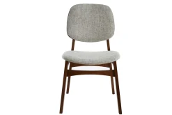 Miliboo Chaise Design|Chaise En Bois-Chaises vintage en tissu gris clair et bois foncé (lot de 2) SOQUETTE