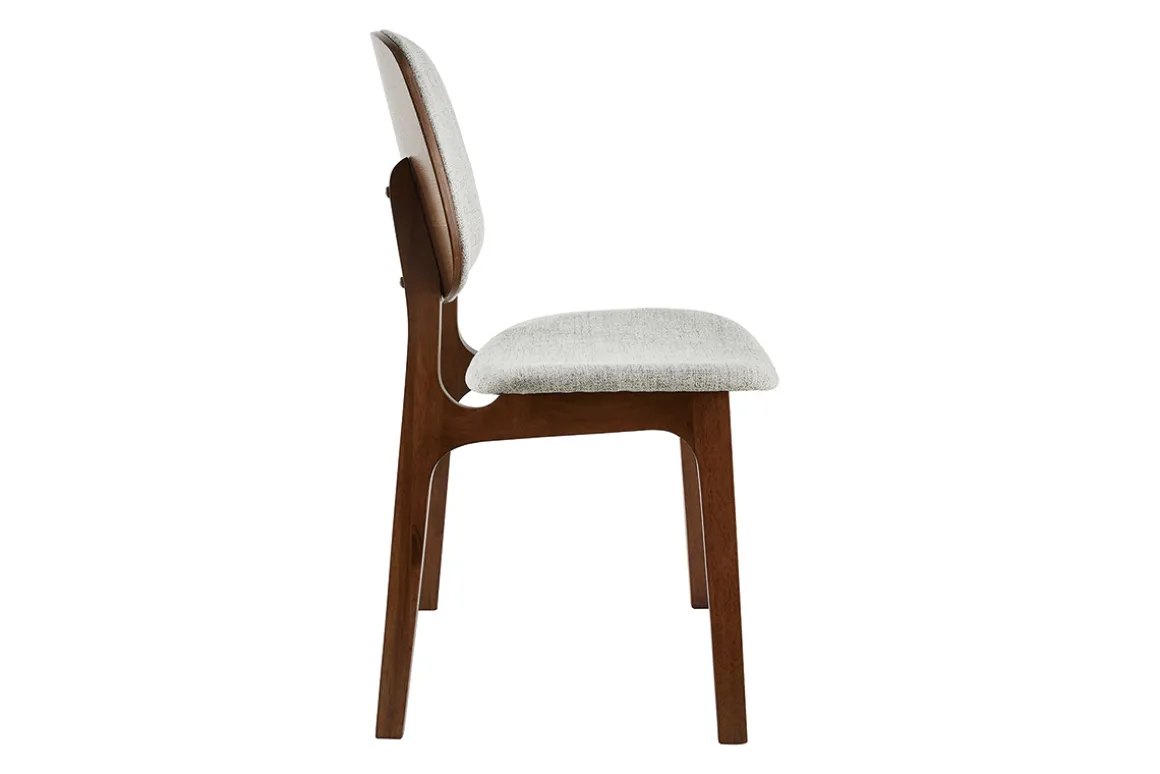 Miliboo Chaise Design|Chaise En Bois-Chaises vintage en tissu gris clair et bois foncé (lot de 2) SOQUETTE