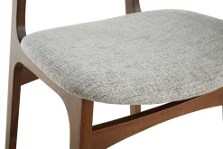 Miliboo Chaise Design|Chaise En Bois-Chaises vintage en tissu gris clair et bois foncé (lot de 2) SOQUETTE