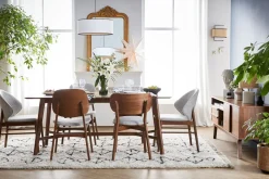 Miliboo Chaise Design|Chaise En Bois-Chaises vintage en tissu gris clair et bois foncé (lot de 2) SOQUETTE