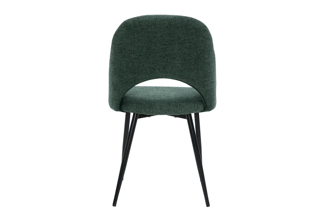 Miliboo Chaise Design-Chaises vintage en tissu effet velours texturé vert et métal noir (lot de 2) COSETTE