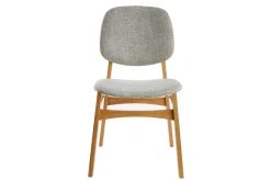 Miliboo Chaise Design|Chaise En Bois-Chaises vintage en tissu gris clair et bois clair (lot de 2) SOQUETTE