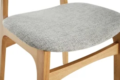 Miliboo Chaise Design|Chaise En Bois-Chaises vintage en tissu gris clair et bois clair (lot de 2) SOQUETTE