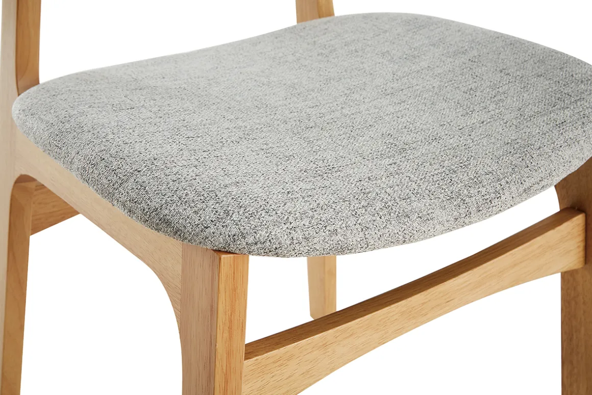 Miliboo Chaise Design|Chaise En Bois-Chaises vintage en tissu gris clair et bois clair (lot de 2) SOQUETTE