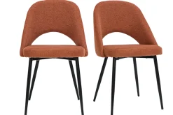 Miliboo Chaise Design-Chaises vintage en tissu effet velours texturé terre brûlée et métal noir (lot de 2) COSETTE