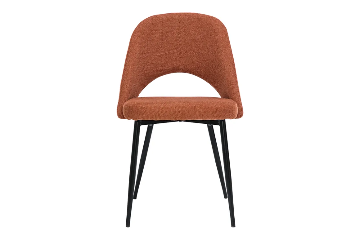 Miliboo Chaise Design-Chaises vintage en tissu effet velours texturé terre brûlée et métal noir (lot de 2) COSETTE