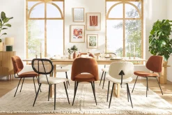 Miliboo Chaise Design-Chaises vintage en tissu effet velours texturé terre brûlée et métal noir (lot de 2) COSETTE