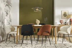 Miliboo Chaise Design-Chaises vintage en tissu effet velours texturé terre brûlée et métal noir (lot de 2) COSETTE