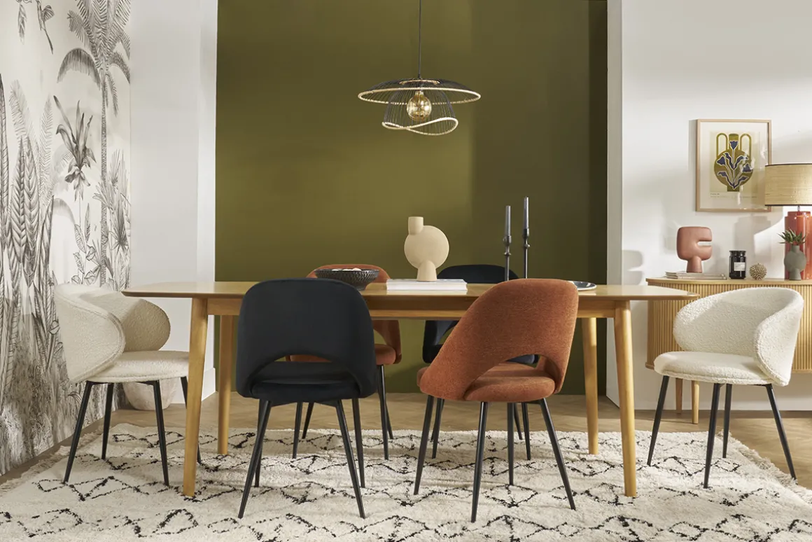 Miliboo Chaise Design-Chaises vintage en tissu effet velours texturé terre brûlée et métal noir (lot de 2) COSETTE