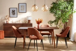 Miliboo Chaise Design-Chaises vintage en tissu effet velours texturé terre brûlée et métal noir (lot de 2) COSETTE