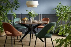 Miliboo Chaise Design-Chaises vintage en tissu effet velours texturé terre brûlée et métal noir (lot de 2) COSETTE