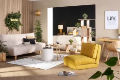 Miliboo Chauffeuse|Chauffeuse-Chauffeuse 1 place convertible en tissu vert de gris SALLY