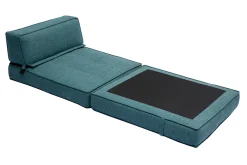 Miliboo Chauffeuse|Chauffeuse-Chauffeuse 1 place convertible en tissu bleu canard KATY