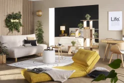 Miliboo Chauffeuse|Chauffeuse-Chauffeuse 1 place convertible en tissu effet velours jaune moutarde SALLY