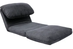 Miliboo Chauffeuse|Chauffeuse-Chauffeuse 1 place convertible en tissu velours côtelé gris foncé SPENCER