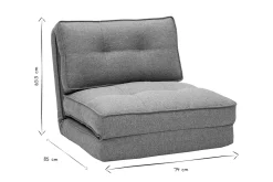 Miliboo Chauffeuse|Chauffeuse-Chauffeuse 1 place convertible en tissu gris chiné SALLY