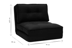 Miliboo Chauffeuse|Chauffeuse-Chauffeuse 1 place convertible en tissu noir SALLY