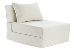 Miliboo Chauffeuse|Chauffeuse-Chauffeuse 1 place convertible en tissu effet laine bouclée blanc VICTOR