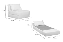 Miliboo Chauffeuse|Chauffeuse-Chauffeuse 1 place convertible en tissu effet laine bouclée blanc VICTOR