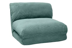 Miliboo Chauffeuse|Chauffeuse-Chauffeuse 1 place convertible en tissu velours côtelé vert céladon SPENCER