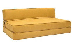 Miliboo Chauffeuse|Chauffeuse-Chauffeuse 2 places convertible en tissu effet velours jaune moutarde KATY