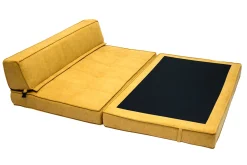Miliboo Chauffeuse|Chauffeuse-Chauffeuse 2 places convertible en tissu effet velours jaune moutarde KATY