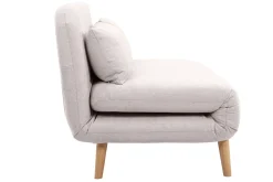 Miliboo Canapé Convertible|Voir Tous Les Canapés-Chauffeuse 2 places convertible en tissu effet velours texturé beige et bois clair AMIKO