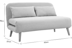 Miliboo Canapé Convertible|Voir Tous Les Canapés-Chauffeuse 2 places convertible en tissu effet velours texturé beige et bois clair AMIKO