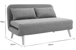 Miliboo Canapé Convertible|Voir Tous Les Canapés-Chauffeuse 2 places convertible en tissu vert de gris et bois clair AMIKO