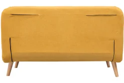 Miliboo Canapé Convertible|Voir Tous Les Canapés-Chauffeuse 2 places convertible en tissu effet velours moutarde et bois clair AMIKO