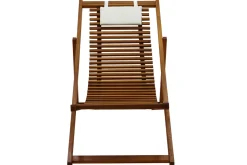 Miliboo Chaise Longue-Chiliennes en bois massif avec coussin en tissu blanc (lot 2) MOONA