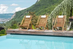 Miliboo Chaise Longue-Chiliennes en bois massif avec coussin en tissu blanc (lot 2) MOONA