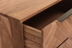 Miliboo Commode|Commode-Commode à motifs chevrons en bois massif et métal noir 3 tiroirs L70 cm STICK