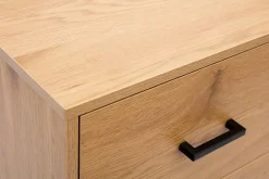 Miliboo Commode|Commode-Commode 3 tiroirs finition bois clair chêne et métal noir L100 cm LOVATO