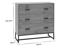 Miliboo Commode|Commode-Commode 3 tiroirs finition bois clair chêne et métal noir L100 cm LOVATO