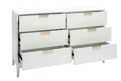 Miliboo Commode|Commode-Commode blanche mat et métal doré 6 tiroirs L120 cm GIANA