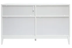 Miliboo Commode|Commode-Commode blanche mat et métal doré 6 tiroirs L120 cm GIANA