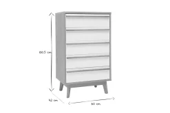 Miliboo Commode|Commode-Commode chiffonnier - semainier scandinave 5 tiroirs L60 cm HELIA
