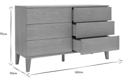 Miliboo Commode|Commode-Commode en bois clair chêne 6 tiroirs L120 cm FREDDY