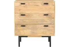 Miliboo Commode|Commode-Commode en bois manguier massif et métal noir 3 tiroirs L70 cm JUDE